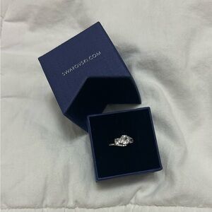 Swarovski Silver-tone Ring with Clear Crystal Accents